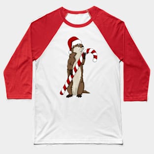 Christmas otter holding a candy cane Baseball T-Shirt